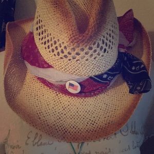 Vintage Light weight Cowgirl Style Patriotic Hat